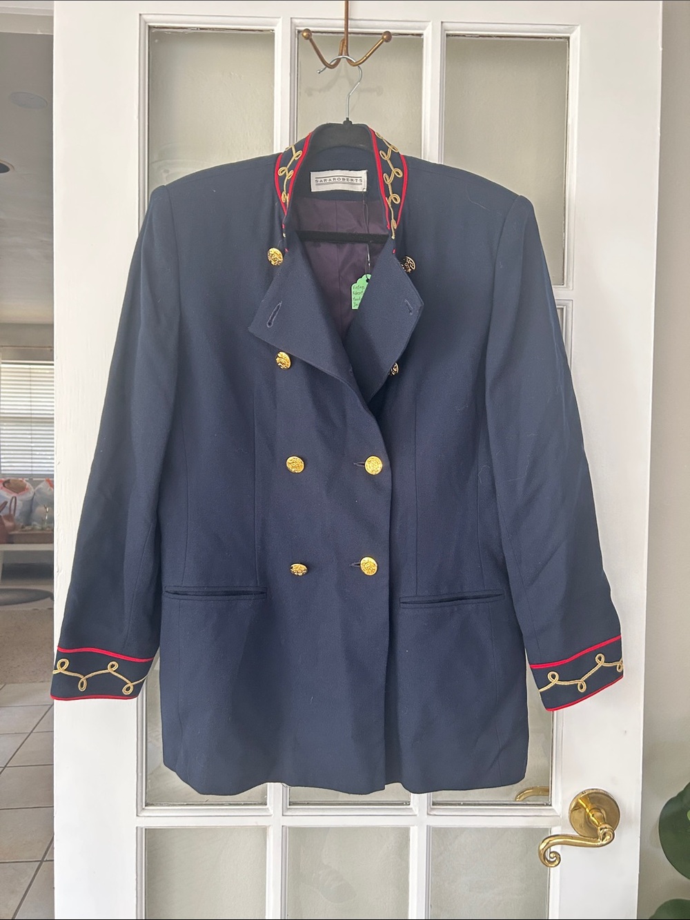 Vintage Sara Roberts Navy Double-Breasted Military Style Women's Blazer